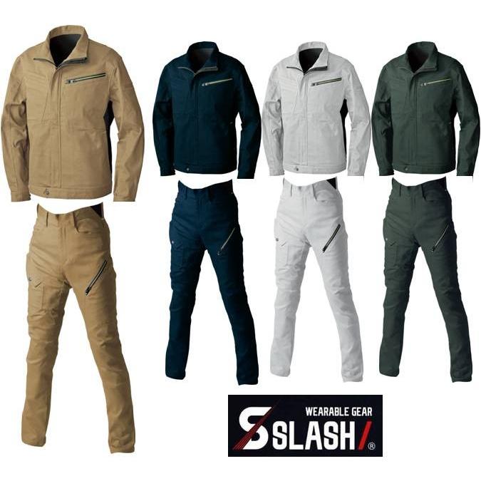 【送料無料】SLASH 長袖ブルゾン 上下セット S〜6L かんたん刺繍申込み シンメン 02900 02902 ストレッチ 上下組 通年使用OK 作業服 作業着 かっこいい｜masumi-shokai