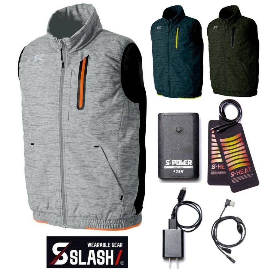 SLASH S-HEAT 電熱 ベスト バッテリーパッド フルセット S〜4L SLASH S-HEAT 電熱 ベスト バッテリーパッド フルセット S〜4L