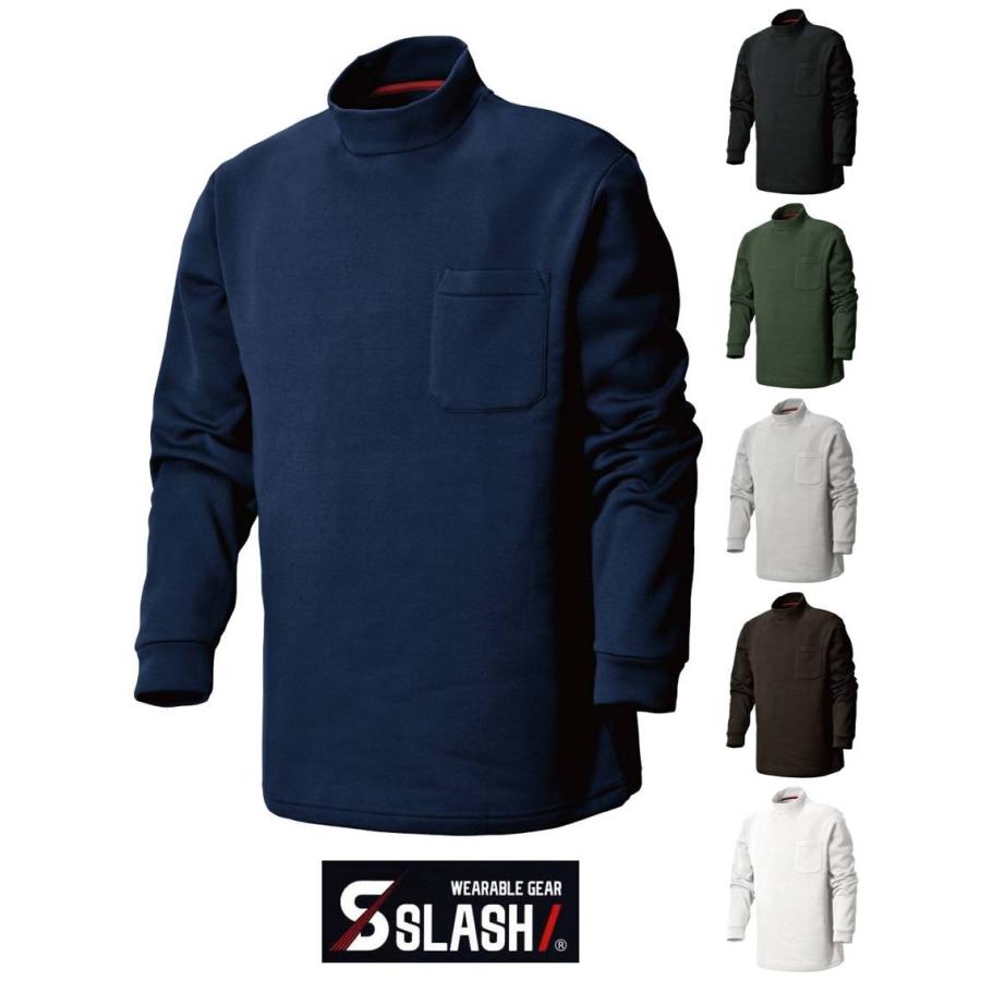 ハチヤーズ ロングハイネック 裏起毛 メンズ L SLASH 裏起毛 ハイネック 厚地 長袖 M〜3L かんたん刺繍申込み