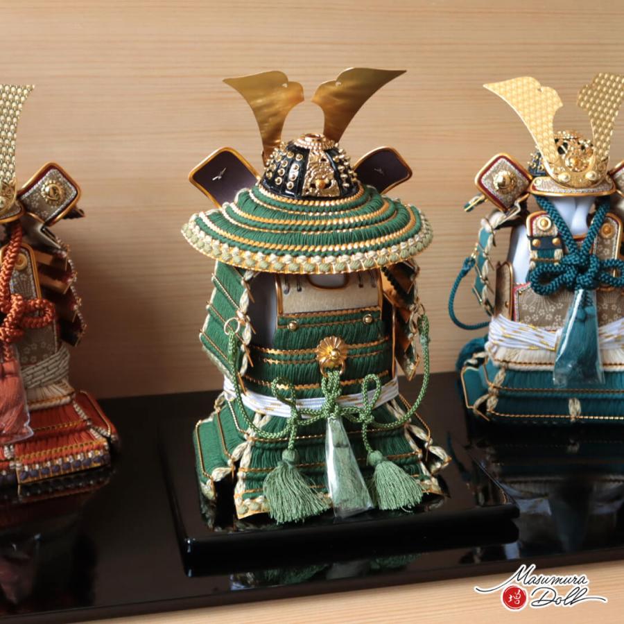 五月人形 鎧 コンパクト おしゃれ インテリア ケース 兜飾り 全身 奉納 奉納鎧 5月人形  端午の節句  数量限定 伝統工芸士 誠山 萌葱 MMN3466_7