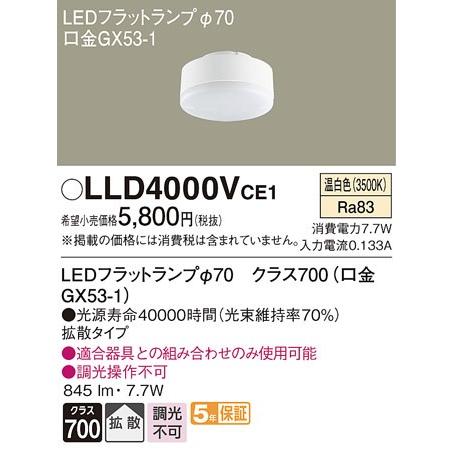 Panasonic（パナソニック） 交換用LEDフラットランプ(φ70) (温白色 