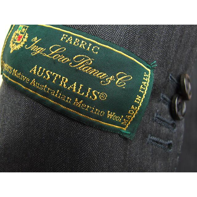 【A体】【AB体】【Loropiana ロロピアーナ〜AUSTRALIS】【秋冬春】スタイリッシュタイプ 2ボタンシングルスーツ#グレー 織柄（ヘリンボン）ストライプの画像