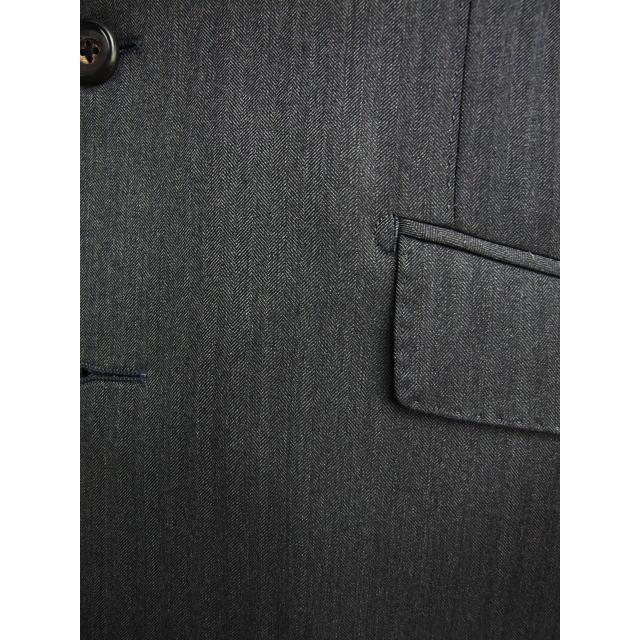 【A体】【AB体】【Loropiana ロロピアーナ〜AUSTRALIS】【秋冬春】スタイリッシュタイプ 2ボタンシングルスーツ#グレー 織柄（ヘリンボン）ストライプの画像