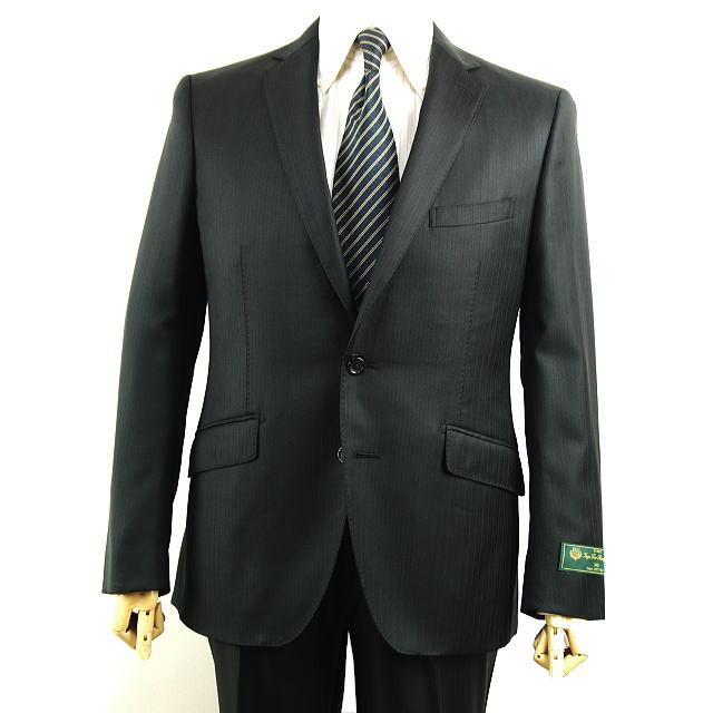 【A体】【Loropiana ロロピアーナ〜365】【秋冬春】スタイリッシュタイプ 2ボタンシングルスーツ#黒×織柄ストライプの画像