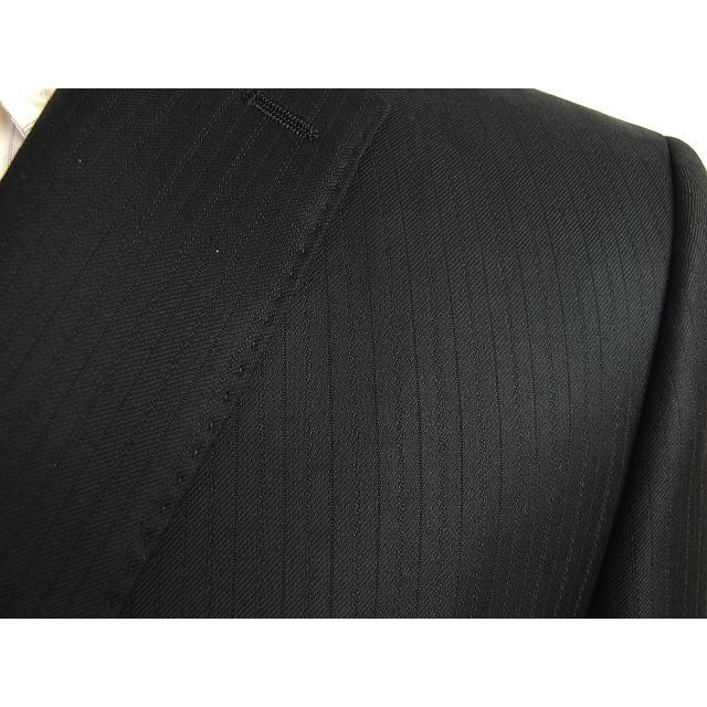 【A体】【Loropiana ロロピアーナ〜365】【秋冬春】スタイリッシュタイプ 2ボタンシングルスーツ#黒×織柄ストライプの画像