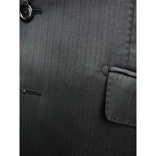【A体】【Loropiana ロロピアーナ〜365】【秋冬春】スタイリッシュタイプ 2ボタンシングルスーツ#黒×織柄ストライプの画像