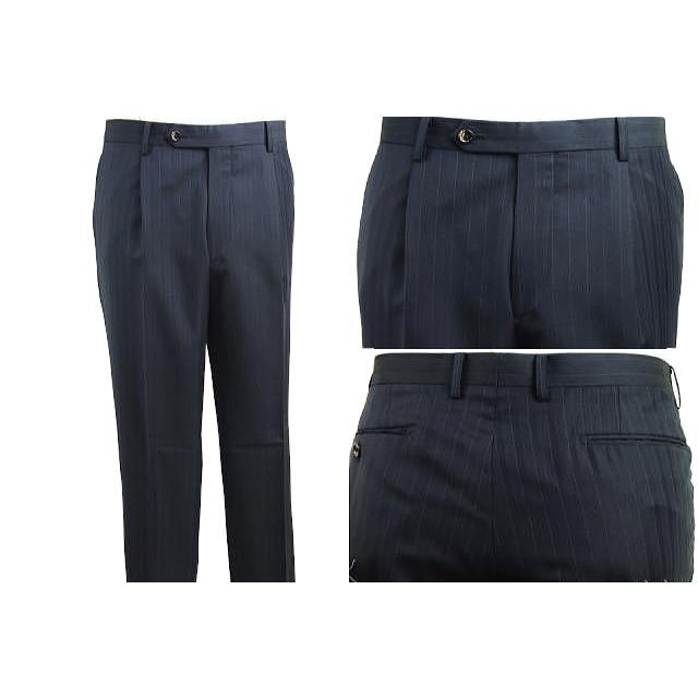 【BB体】【秋冬春】【Ermenegildo Zegna  ゼニア〜TRAVELLER】ベーシックタイプ 2ボタンシングルスーツ/紺ストライプの画像