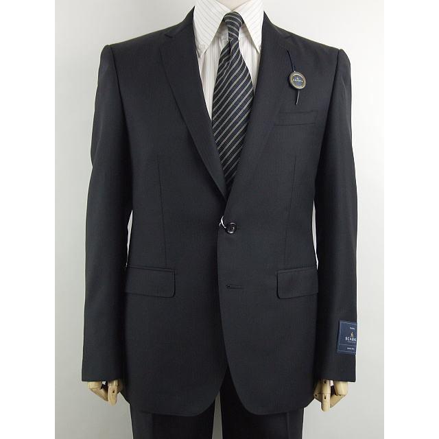 【YA体】【A体】【日本製】【秋冬春物】【SCABAL スキャバル 】スタイリッシュタイプ 2ボタンシングルスーツ#黒/織柄ストライプ（ヘリンボン）の画像
