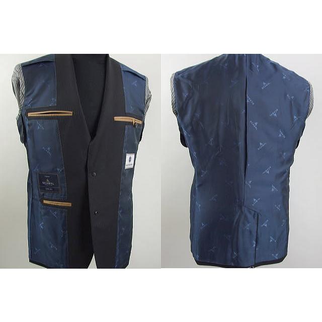 【YA体】【A体】【日本製】【秋冬春物】【SCABAL スキャバル 】スタイリッシュタイプ 2ボタンシングルスーツ#黒/織柄ストライプ（ヘリンボン）の画像