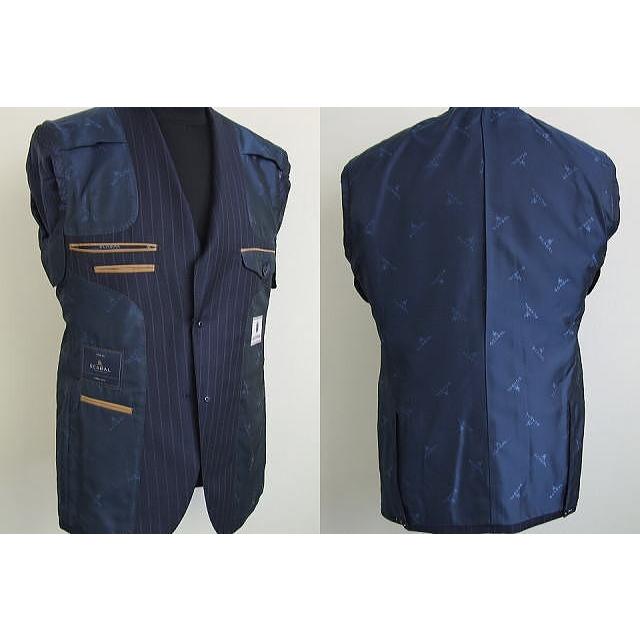 【A体】【AB体】【日本製】【秋冬春物】【SCABAL スキャバル 】ベーシックタイプ 2ボタンシングルスーツ#紺系×ストライプの画像