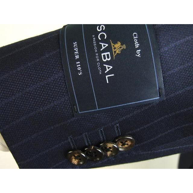 【A体】【AB体】【日本製】【秋冬春物】【SCABAL スキャバル 】ベーシックタイプ 2ボタンシングルスーツ#紺系×ストライプの画像