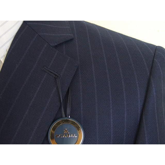 【A体】【AB体】【日本製】【秋冬春物】【SCABAL スキャバル 】ベーシックタイプ 2ボタンシングルスーツ#紺系×ストライプの画像