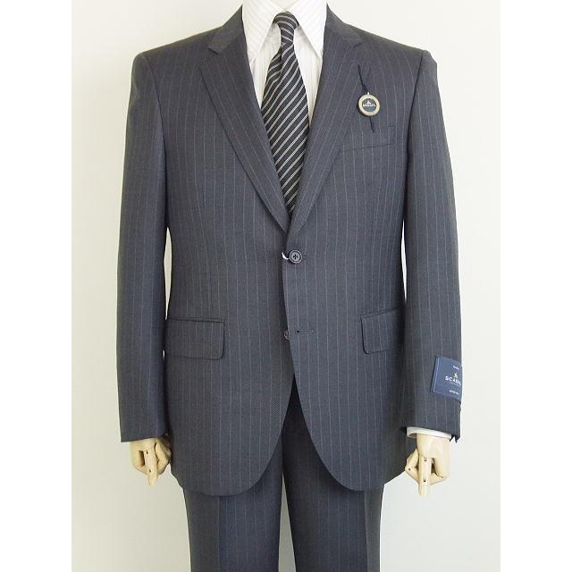 【A体】【AB体】【BB体】【日本製】【秋冬春物】【SCABAL スキャバル 】ベーシックタイプ 2ボタンシングルスーツ#グレー系×ストライプの画像