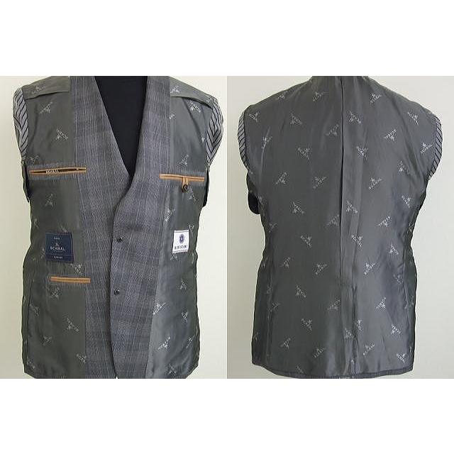 【YA体】【A体】【AB体】【日本製】【秋冬春物】【SCABAL スキャバル 】スタイリッシュタイプ 2ボタンシングルスーツ#グレー系グレンチェック/濃グレー無地の画像
