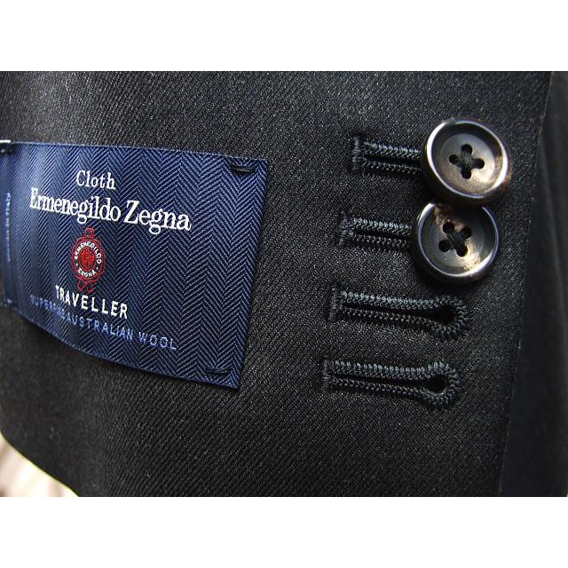 【YA体】【AB体】【秋冬春】【Ermenegildo Zegna  ゼニア〜TRAVELLER】スタイリッシュタイプ（ワンタック） 2Bシングルスーツ/チャコールグレー無地の画像