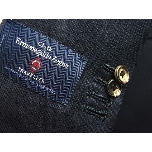 【A体】【AB体】【秋冬春】【Ermenegildo Zegna  ゼニア〜TRAVELLER】スタイリッシュタイプ（ワンタック） 2Bシングルスーツ/紺 ピンヘッドの画像