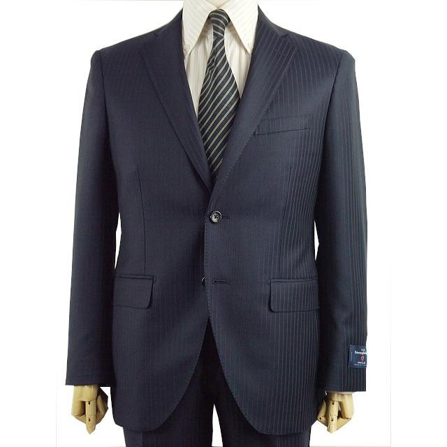 【YA体】【A体】【AB体】【秋冬春】【Ermenegildo Zegna  ゼニア〜TRAVELLER】スタイリッシュタイプ（ワンタック） 2Bシングルスーツ/紺ストライプの画像