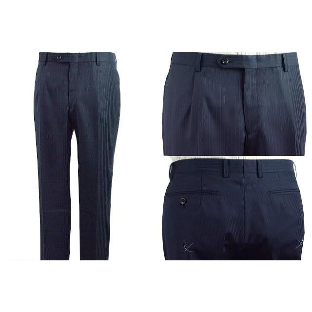 【YA体】【A体】【AB体】【秋冬春】【Ermenegildo Zegna  ゼニア〜TRAVELLER】スタイリッシュタイプ（ワンタック） 2Bシングルスーツ/紺ストライプの画像