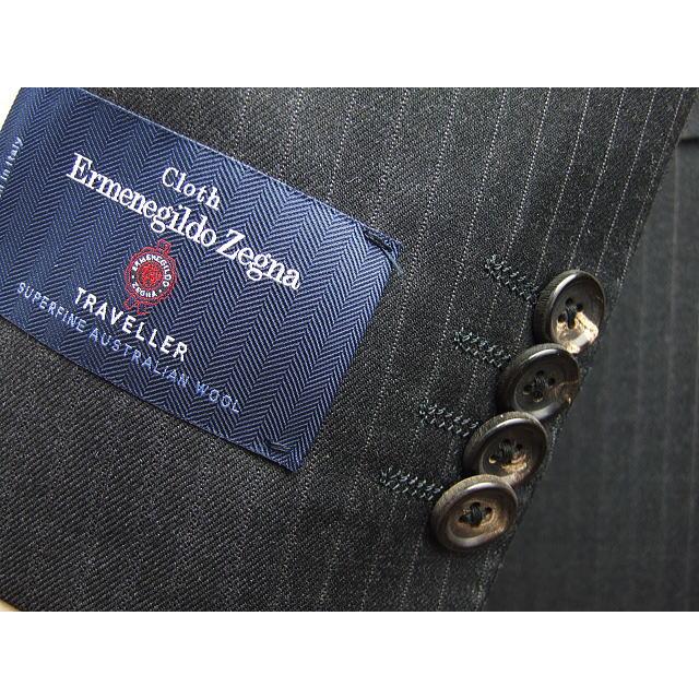 【AB体】【BB体】【秋冬春】【Ermenegildo Zegna  ゼニア〜TRAVELLER】ベーシックタイプ 2ボタンシングルスーツ/チャコールグレーストライプの画像
