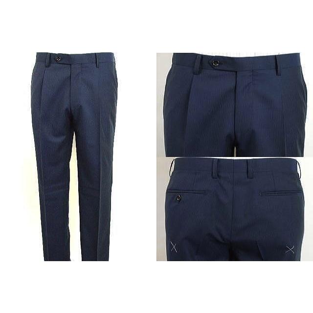 【A体】【BB体】【春夏秋】【Ermenegildo Zegna ゼニア〜TROPICAL】ベーシックタイプ 2ボタンシングルスーツ/紺ストライプ/グレーストライプの画像