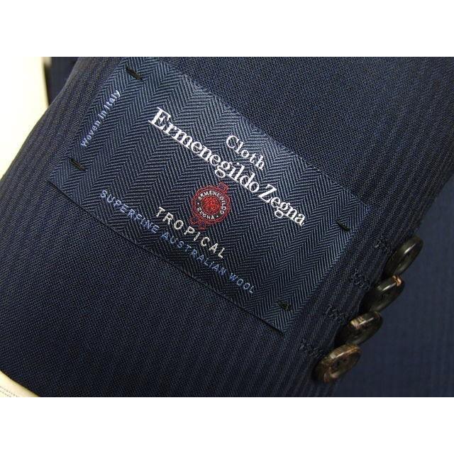 【A体】【BB体】【春夏秋】【Ermenegildo Zegna ゼニア〜TROPICAL】ベーシックタイプ 2ボタンシングルスーツ/紺ストライプ/グレーストライプの画像