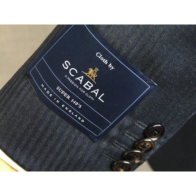 【A体】【日本製】【春夏秋物】【SCABAL スキャバル〜 super140´s】ベーシックタイプ　2ボタンシングルスーツ 紺ストライプ/ブルー＆グレー交互ストライプの画像