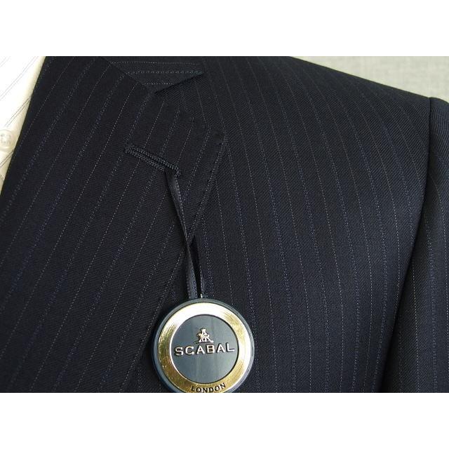【A体】【日本製】【春夏秋物】【SCABAL スキャバル〜 super140´s】ベーシックタイプ　2ボタンシングルスーツ 紺ストライプ/ブルー＆グレー交互ストライプの画像