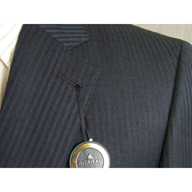【A体】【日本製】【春夏秋物】【SCABAL スキャバル〜 super140´s】ベーシックタイプ　2ボタンシングルスーツ 紺ストライプ/ブルー＆グレー交互ストライプの画像