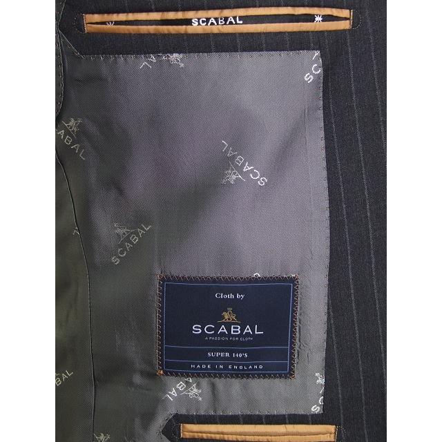 【AB体】【BB体】【日本製】【春夏秋物】【SCABAL スキャバル〜super140´s】ベーシックタイプ 2ボタンシングルスーツ/グレーストライプ/黒無地の画像