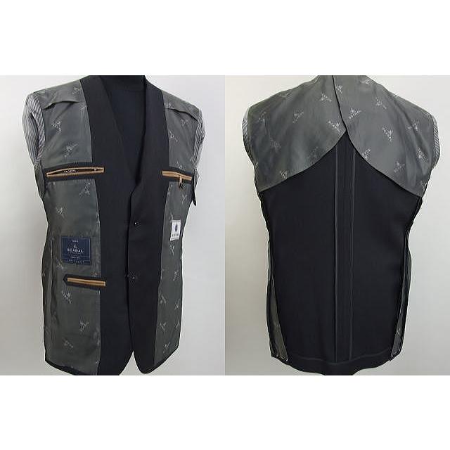 【AB体】【BB体】【日本製】【春夏秋物】【SCABAL スキャバル〜super140´s】ベーシックタイプ 2ボタンシングルスーツ/グレーストライプ/黒無地の画像
