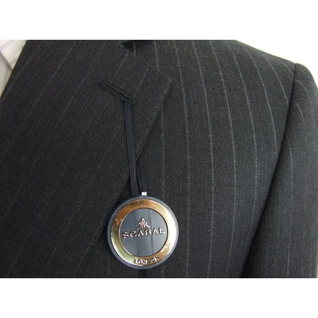 【AB体】【BB体】【日本製】【春夏秋物】【SCABAL スキャバル〜super140´s】ベーシックタイプ 2ボタンシングルスーツ/グレーストライプ/黒無地の画像