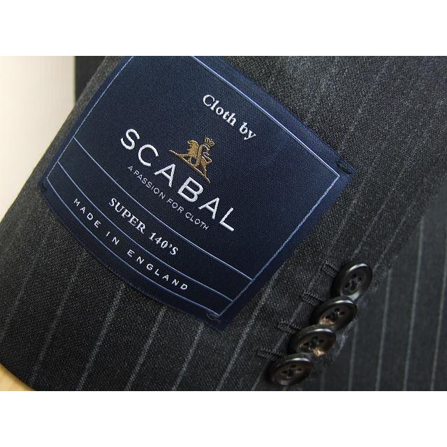 【AB体】【BB体】【日本製】【春夏秋物】【SCABAL スキャバル〜super140´s】ベーシックタイプ 2ボタンシングルスーツ/グレーストライプ/黒無地の画像