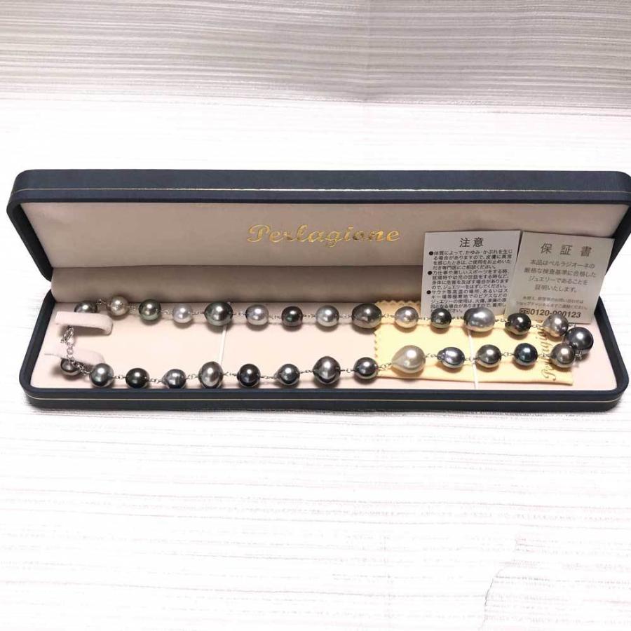 Perlagione ペラルジオーネ K14WG 黒蝶パール ネックレス バロック 