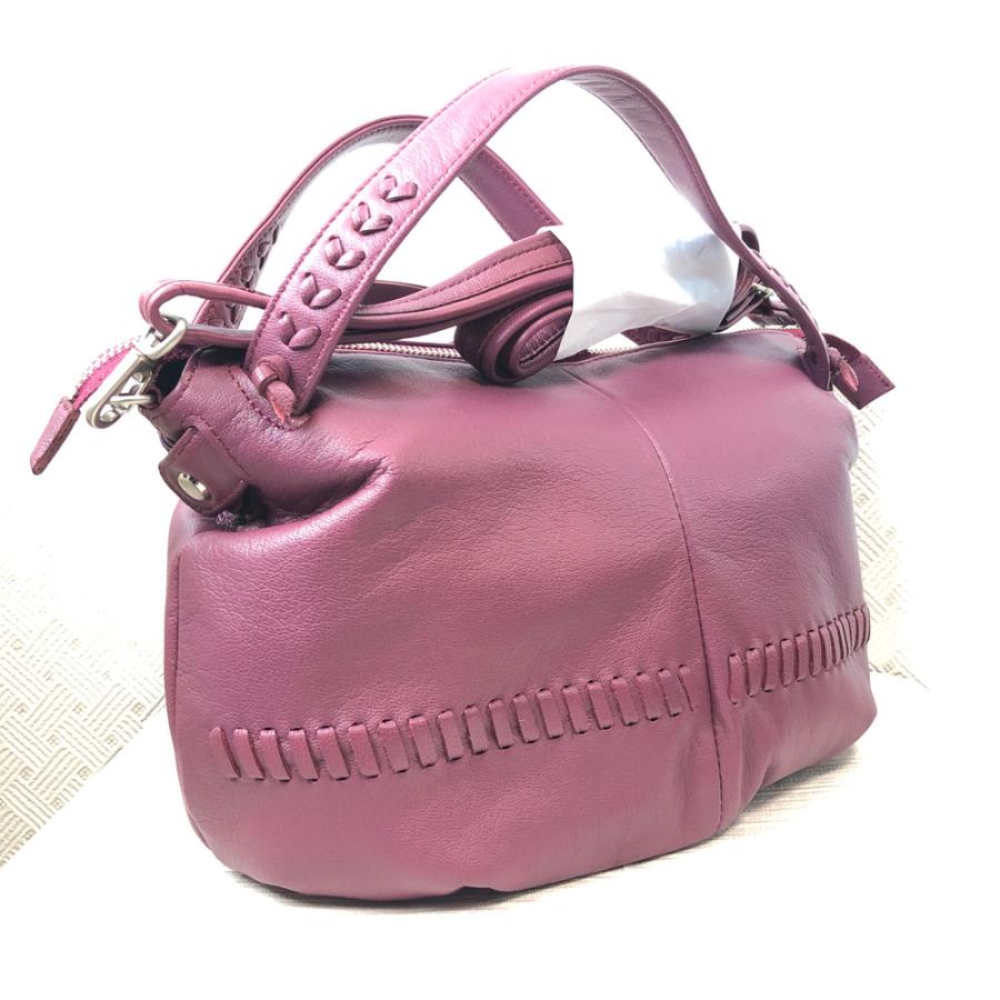 未使用 IBIZA イビサ レザー 赤紫 2WAY バッグ ショルダーバッグ 