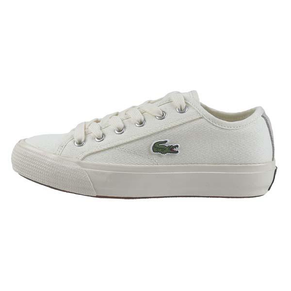 ラコステ　LACOSTE キャンバス　スニーカー　白　ブラウン　24.5 LACOSTE ラコステ キャンバス シューズ 白靴 スリッポン