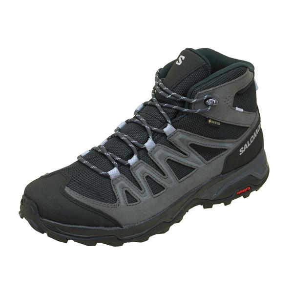 サロモン SALOMON X WARD LEATHER MID GTX 471817 黒灰 ハイキング 登山靴 ゴアテックス 軽量 防水 メンズ