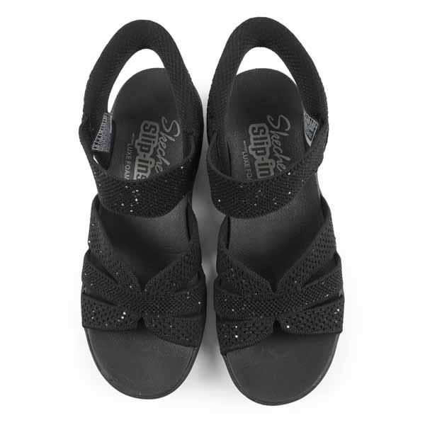 SKECHERS Rumble ON-Dancing Away ブラックサンダル SKECHERS（スケッチャーズ） SKECHERS SLIP-INS RUMBLE ON-DANCING