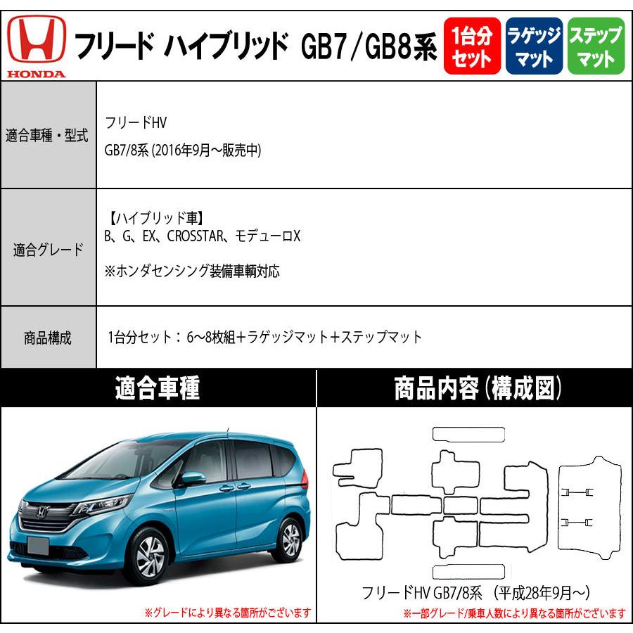 ホンダ　フリード　ハイブリッド　GB7　カー用品　送料無料　8系　車種　フロアマット　専用　1台分＋ラゲッジ＋ステップセットシリーズ　カーマット　日本製