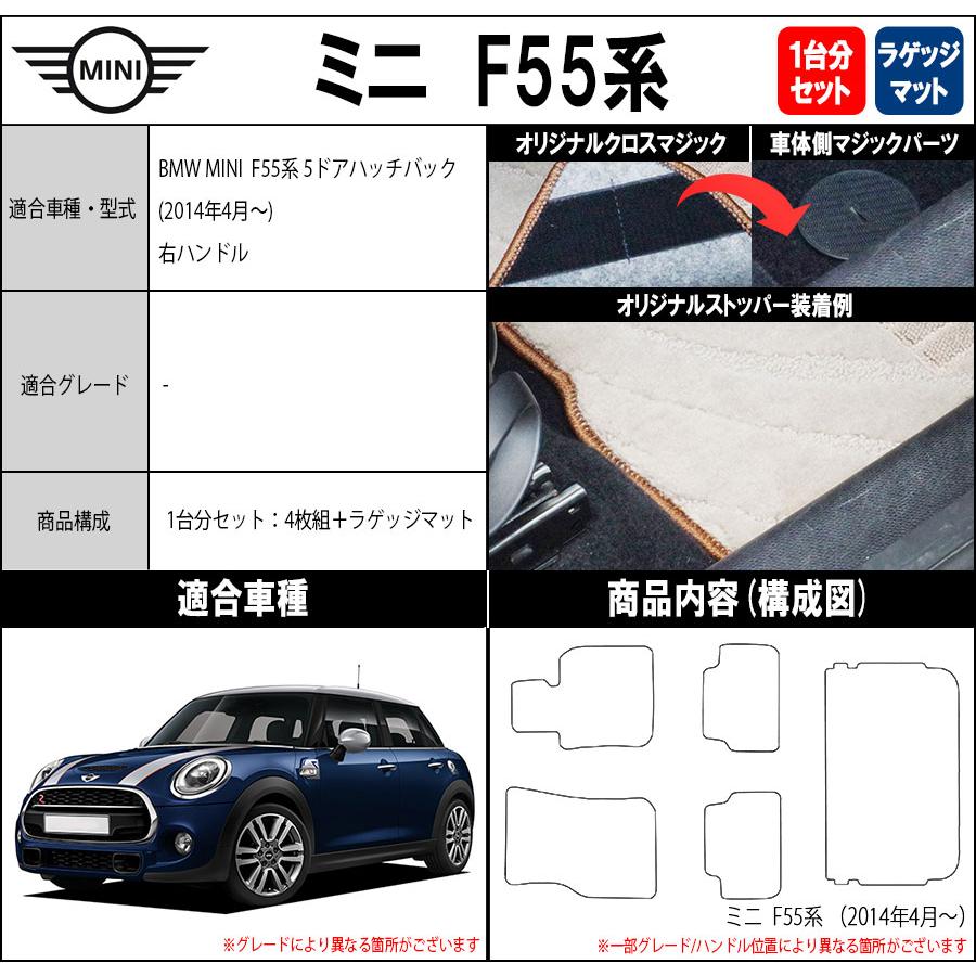 F55 5ドアMINI フロアマット & ラゲッジマット セット MINI（ミニ） 【ポイント5倍】BMW MINI F55 5ドアハッチバック 1台分+