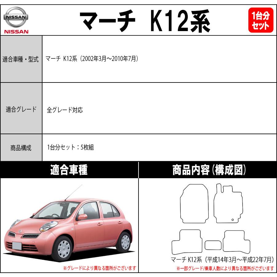 マーチ 【ポイント5倍】日産 K12系 フロアマット カーマット 1台分