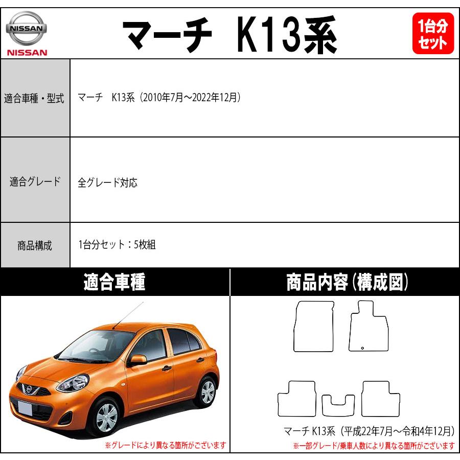 マーチ 【ポイント5倍】日産 K13系 フロアマット カーマット 1台分
