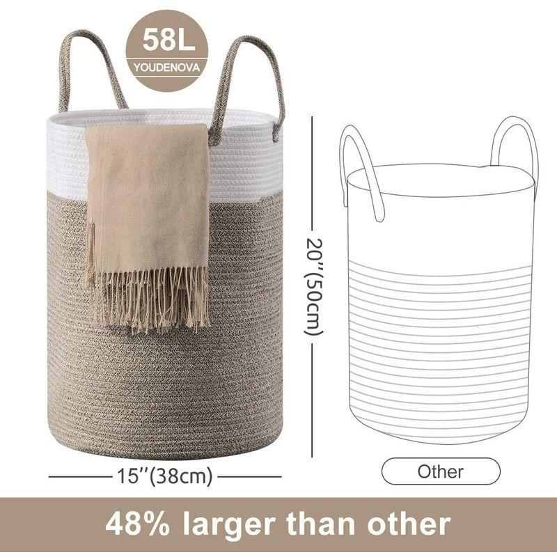 ロープバスケット ランドリーバスケット せんたくかご 大容量 折りたたみ 滑り止め取っ手付き 赤ちゃん 超激安 大容量