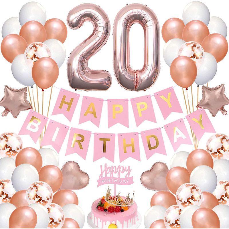 Pleasure tao 20歳 誕生日 飾り付け セット,ハッピーバースデーバナー,happy birthday バルーン,数字バルーン,|mata-tabi|06