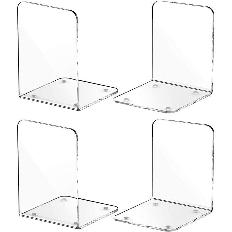 1ペアブックエンドクリアアクリルブックオーガナイザーブックエンドブックエンド ブックエンド