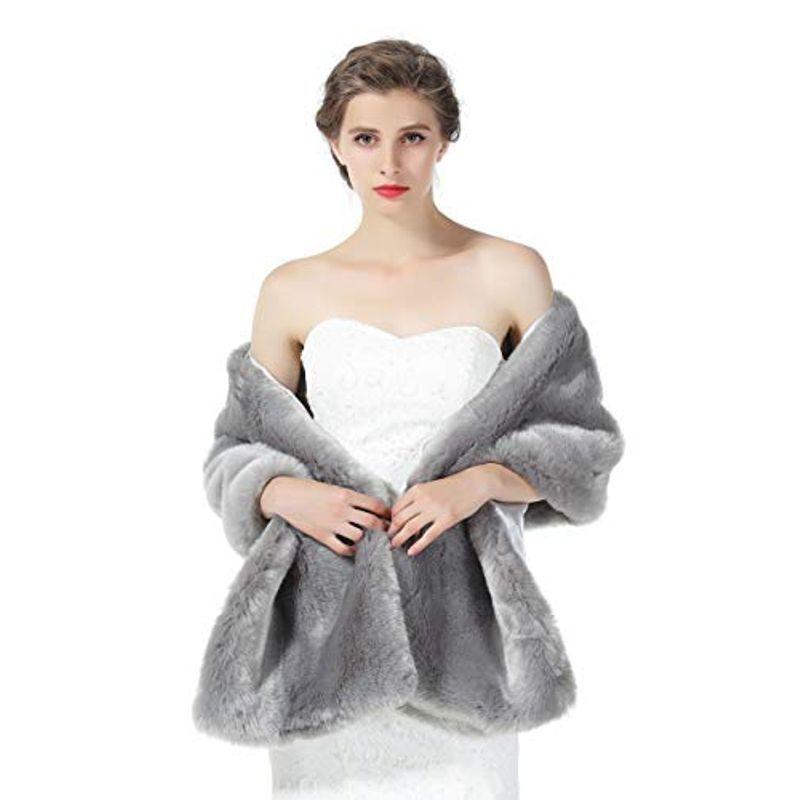 フェイクファーショール 21高い素材 ウェディング 女 大判ストール 秋冬 フォーマル ふわふわ 無地s76 パーティードレス 成人式ショール振袖用
