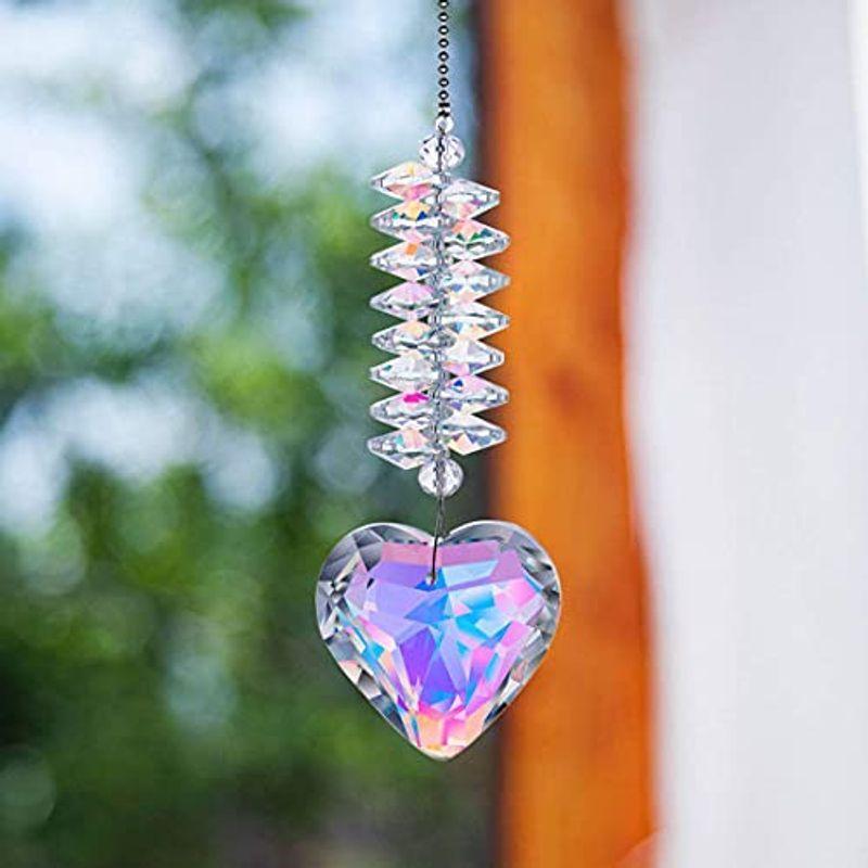 H D 50mm レインボー ハート クリスタル ファセット プリズム サンキャッチャー ハンギングペンダント 車のミラー 窓 庭のドアの装 Mata Tabi 通販 Yahoo ショッピング