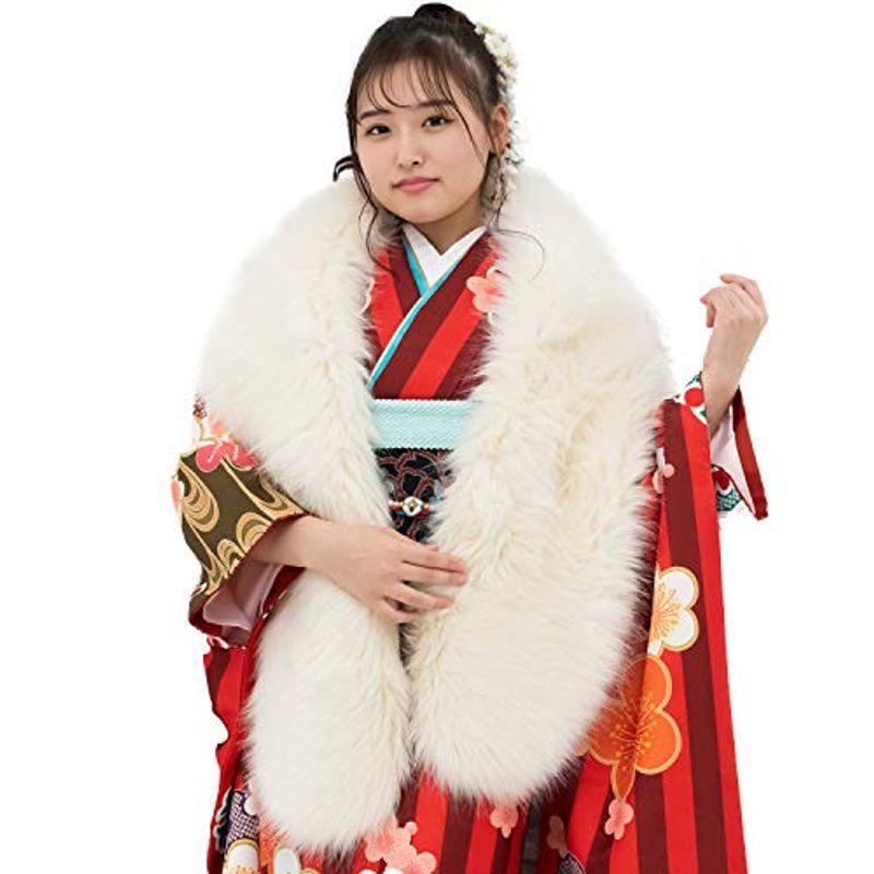 爆安 キョウエツ ショール 振袖 パーティー ファー フェイクファー ロング レディース クリーム