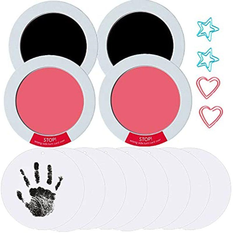 Janday お見舞い 赤ちゃん 手形 足形キット 円形 手形スタンプ 汚れないインク 成長記録 ベビーフレーム 0 6 猫犬手足型 出産祝い ギフト