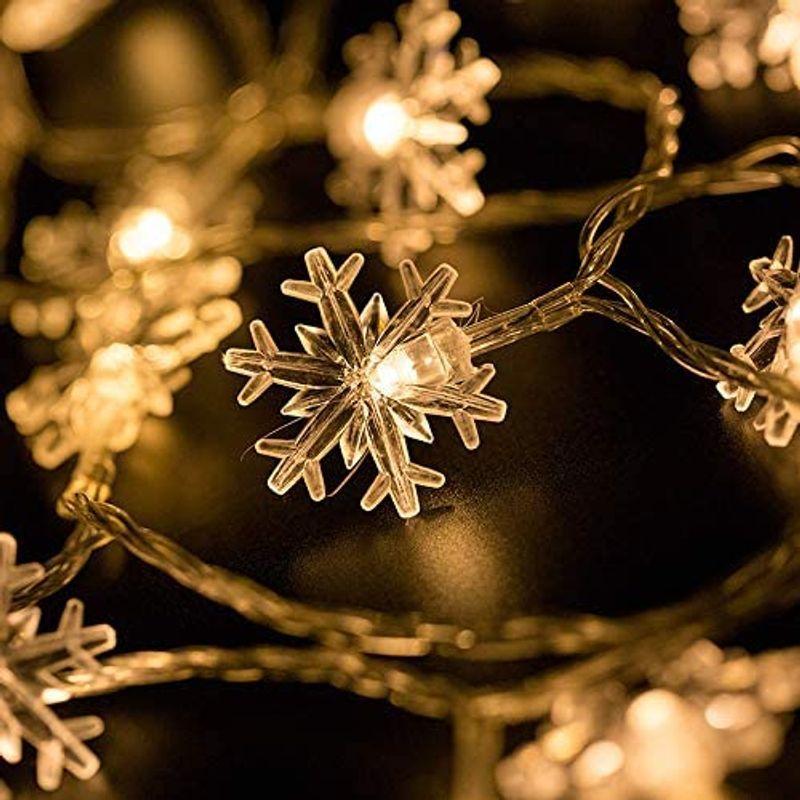 Areskey LEDスノーフレークライト 雪片イルミネーションライト 正規品スーパーSALE×店内全品キャンペーン クリスマスライト 10M 80個  80個の雪の飾り ストリングライト