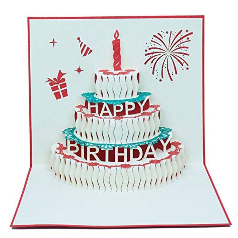 Ojsensai 切り絵立体バースデーケーキ 誕生日カード レッドグリーティングカード 手作り オリジナル バースデーケーキ３ｄ Pop U Mata Tabi 通販 Yahoo ショッピング